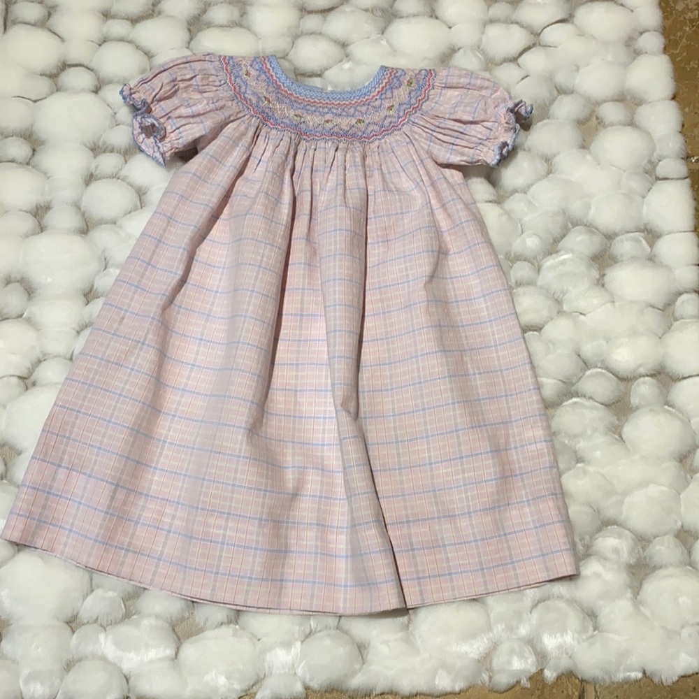 CLAIRE & CHARLIE SMOCKED BISHOP DRESS